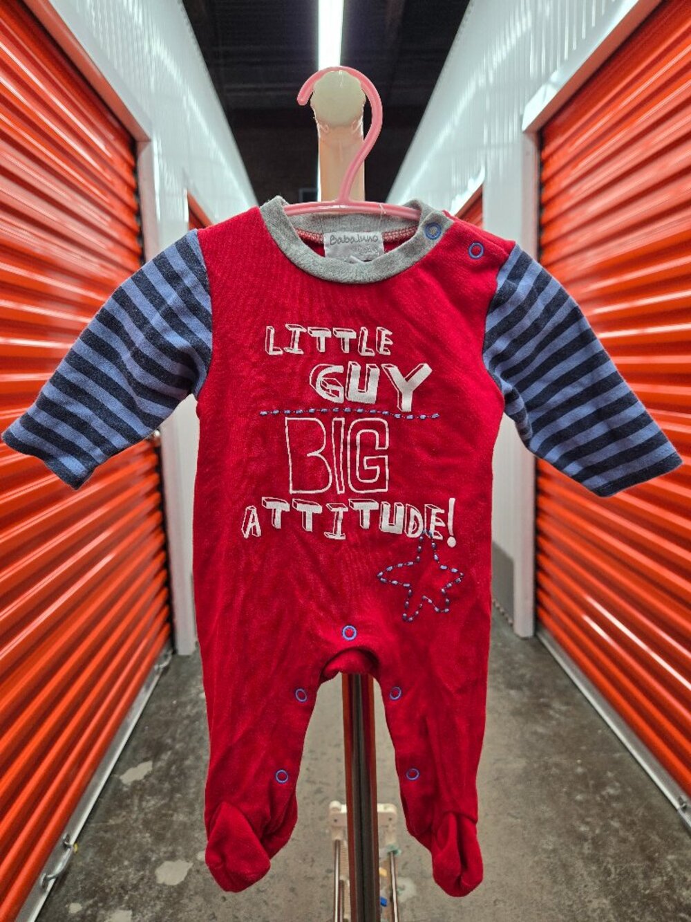 3 for 10$ One piece pyjama footie - Babaluno Baby - 0 to 3 months - red and blue